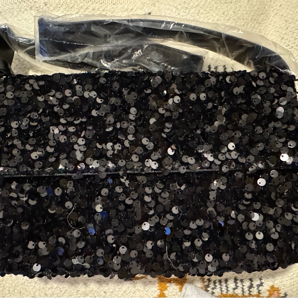 Nicole Miller Sequin Black Evening Purse